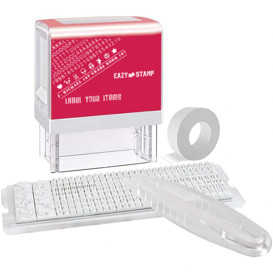 مجموعة طوابع قماشية ذاتية الحبر قابلة للتخصيص من Eazy Kids، حبر أسود مجموعة طوابع قماشية ذاتية الحبر قابلة للتخصيص من Eazy Kids، حبر أسود