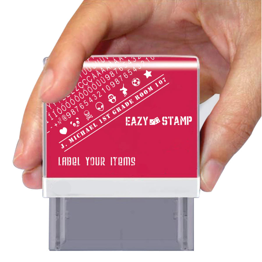 مجموعة طوابع قماشية ذاتية الحبر قابلة للتخصيص من Eazy Kids، حبر أسود