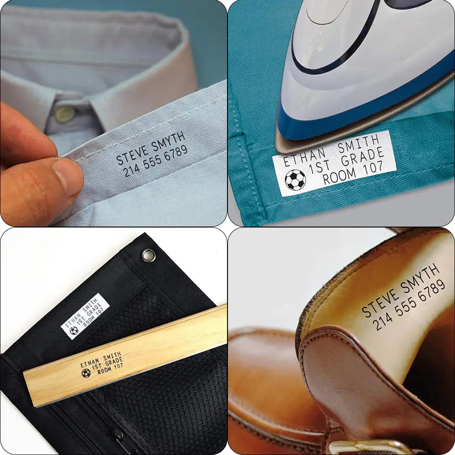 مجموعة طوابع قماشية ذاتية الحبر قابلة للتخصيص من Eazy Kids، حبر أسود مجموعة طوابع قماشية ذاتية الحبر قابلة للتخصيص من Eazy Kids، حبر أسود