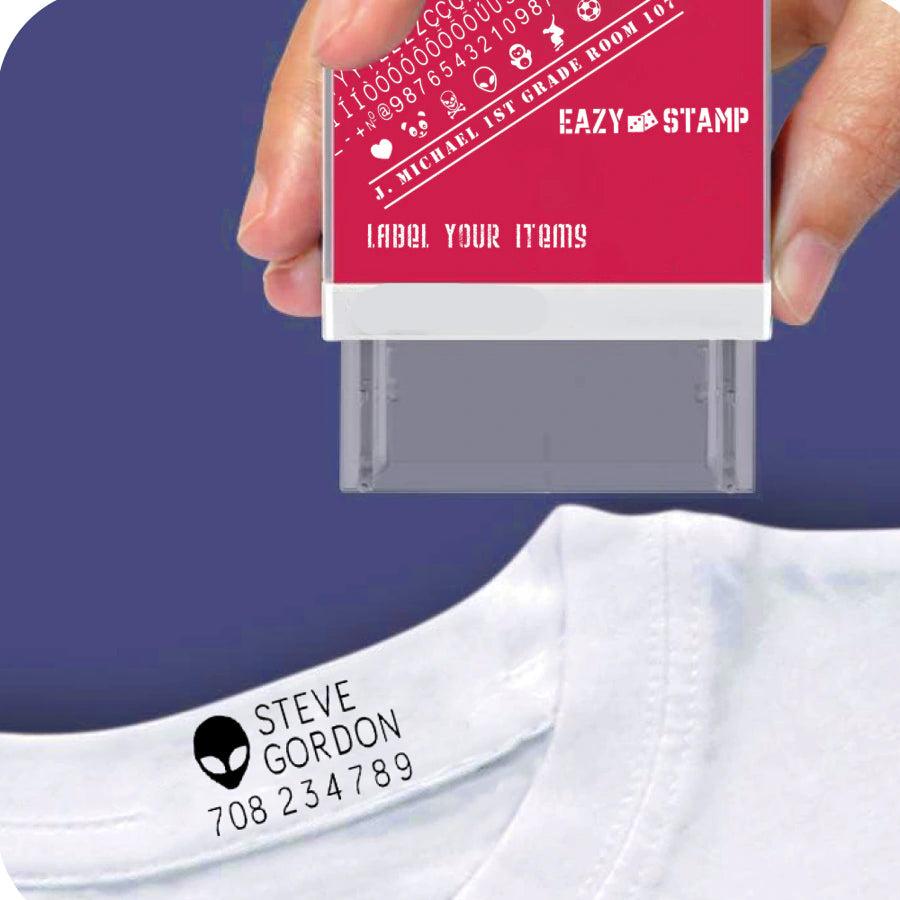 مجموعة طوابع قماشية ذاتية الحبر قابلة للتخصيص من Eazy Kids، حبر أسود مجموعة طوابع قماشية ذاتية الحبر قابلة للتخصيص من Eazy Kids، حبر أسود