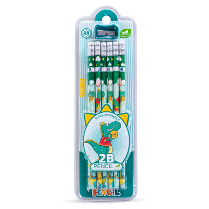 Eazy Kids 12-Pack 2B Pencils w/Eraser Includes Sharpener (Green)