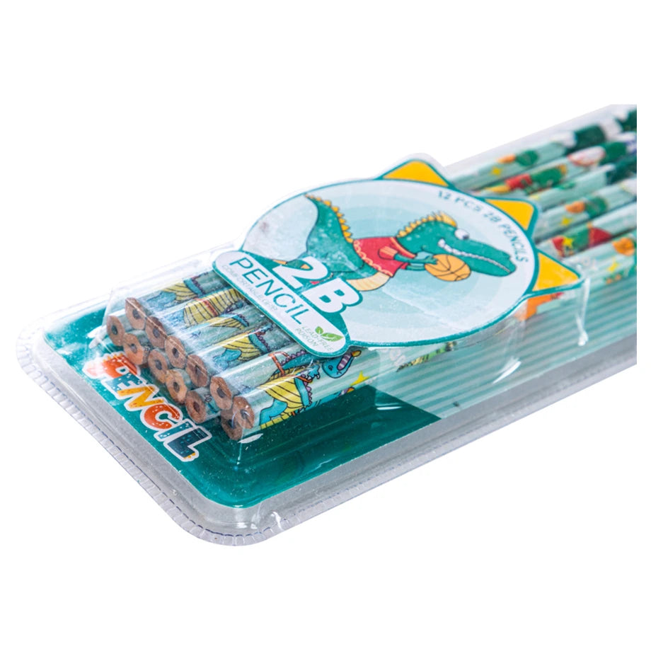 Eazy Kids 12-Pack 2B Pencils w/Eraser Includes Sharpener (Green)