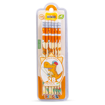 Eazy Kids 12-Pack 2B Pencils w/Eraser Includes Sharpener (Orange)
