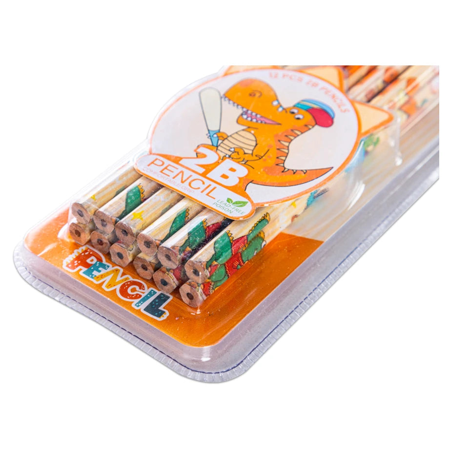 Eazy Kids 12-Pack 2B Pencils w/Eraser Includes Sharpener (Orange)