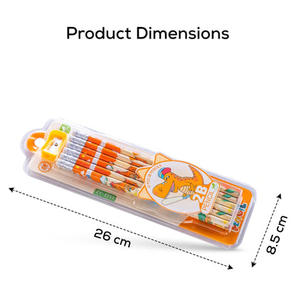 Eazy Kids 12-Pack 2B Pencils w/Eraser Includes Sharpener (Orange)