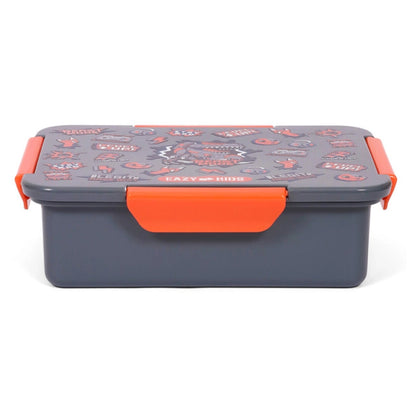 Eazy Kids 1/2/3/4 Compartment Convertible Bento Lunch Box Dinosaur 850ml (Grey)
