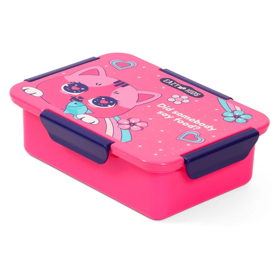 Eazy Kids 1/2/3/4 Compartment Convertible Bento Lunch Box Cat 850ml (Pink)