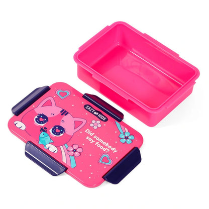 Eazy Kids 1/2/3/4 Compartment Convertible Bento Lunch Box Cat 850ml (Pink)