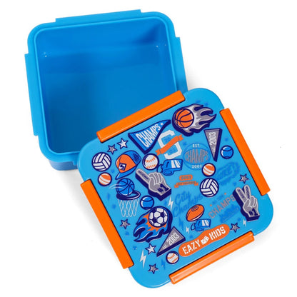 Eazy Kids Lunch Box, Soccer 650ml (Blue)