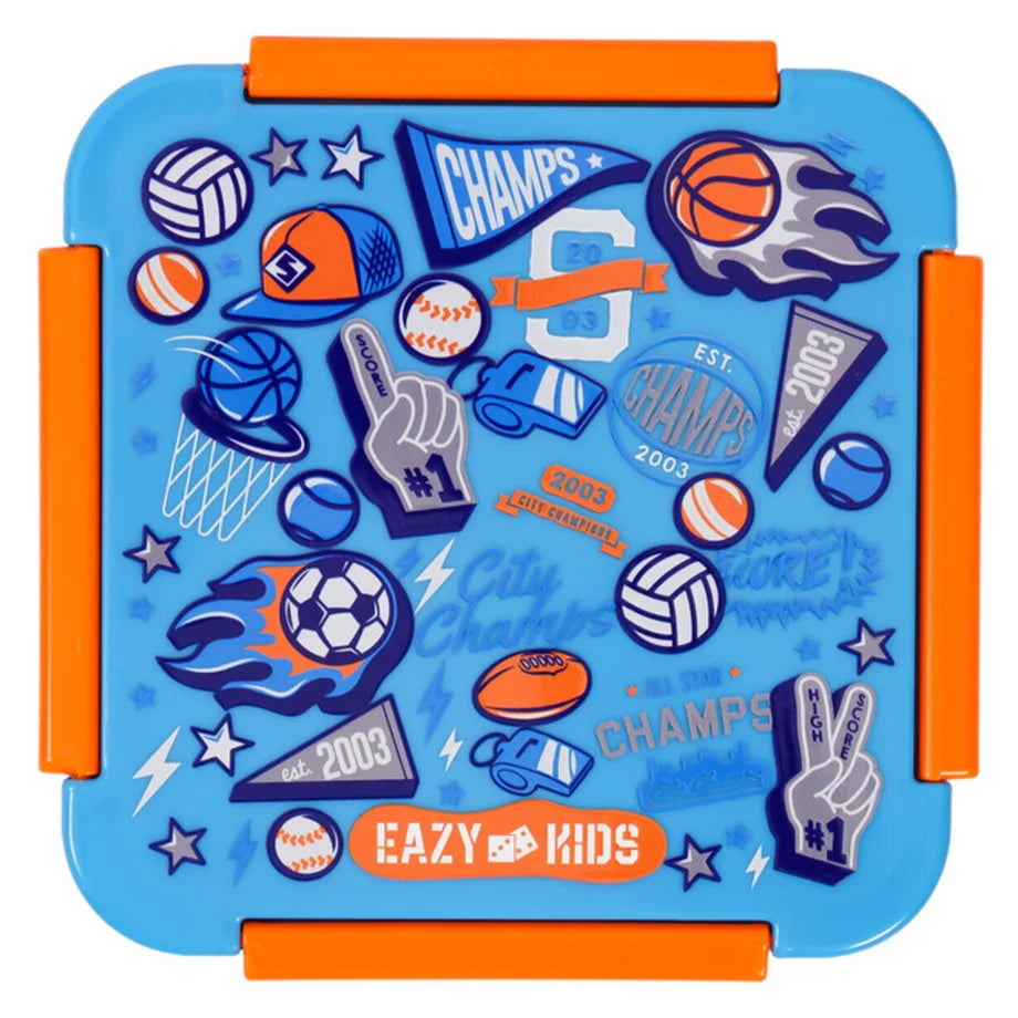 Eazy Kids Lunch Box, Soccer 650ml (Blue)