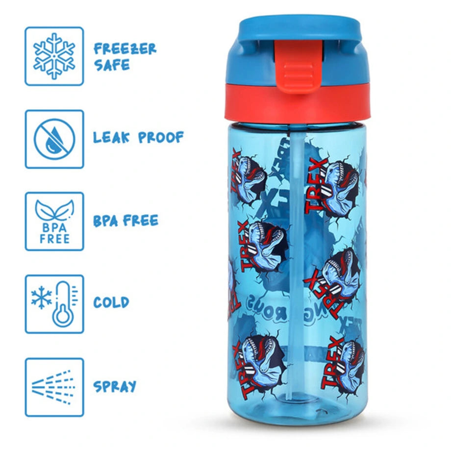 Eazy Kids Tritan Water Bottle with Spray Dino 420ml (Blue)