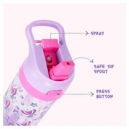 Eazy Kids Tritan Water Bottle with Spray Mermaid 420ml (Pink)