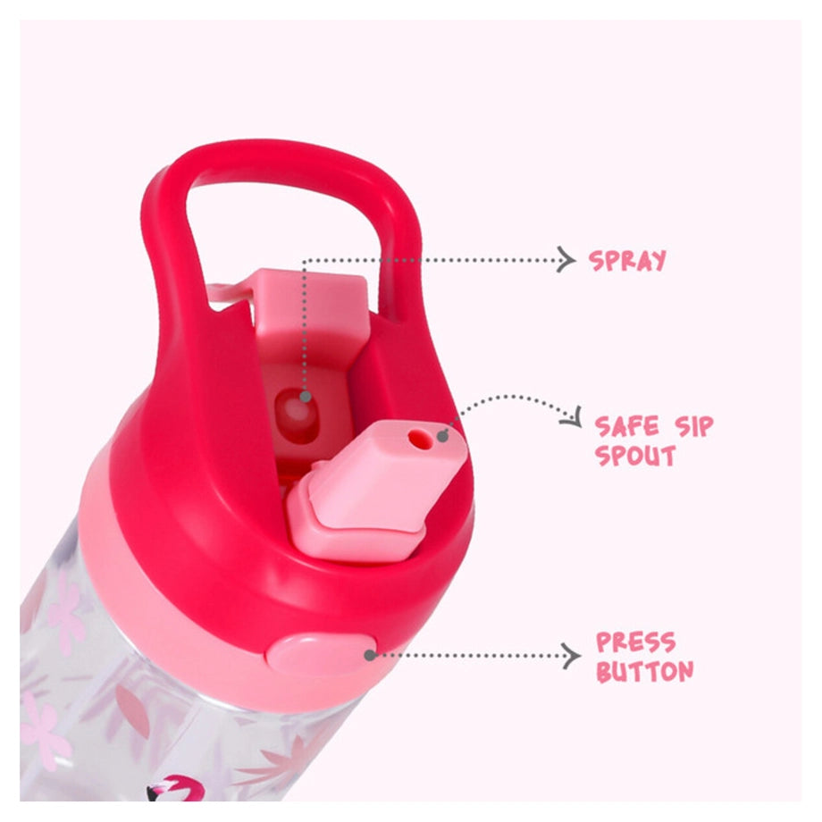 Eazy Kids Tritan Water Bottle w/Spray Tropical 420ml (Pink)