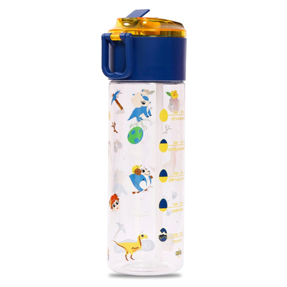 Eazy Kids Tritan Water Bottle w/Snack Box, T Rex 450ml (Blue)