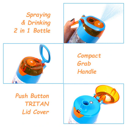 Eazy Kids Tritan Water Bottle w/Spray, Soccer 750ml (Blue)