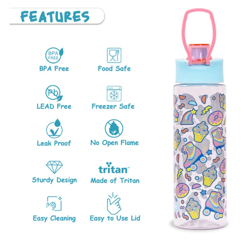 Eazy Kids Tritan Water Bottle w/Flip Lid, Gen Z Skater 750ml (Blue)