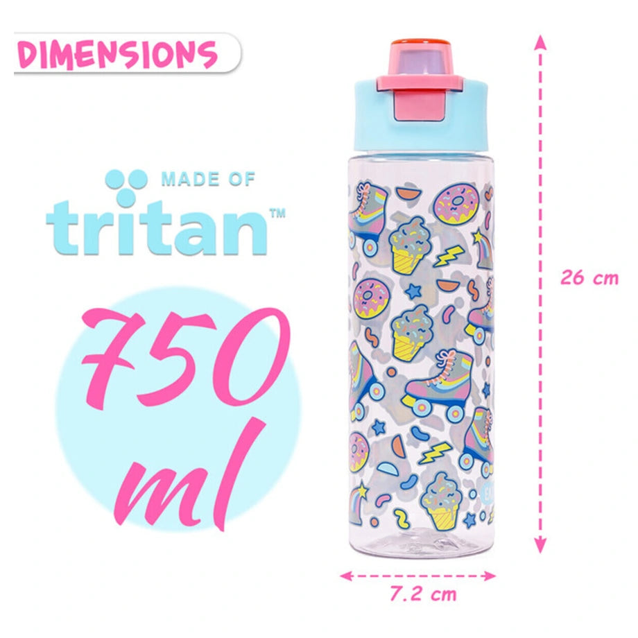 Eazy Kids Tritan Water Bottle w/Flip Lid, Gen Z Skater 750ml (Blue)