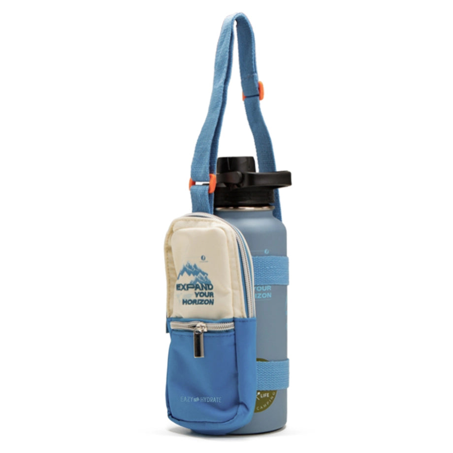 Eazy Kids Water Bottle Explorer w/Travel Sling Bag 950ml (Blue)