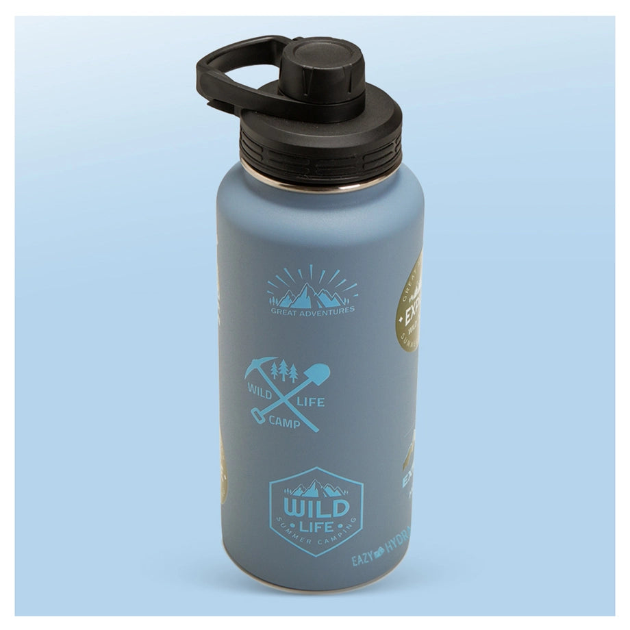 Eazy Kids Water Bottle Explorer w/Travel Sling Bag 950ml (Blue)
