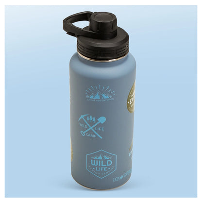 Eazy Kids Water Bottle Explorer w/Travel Sling Bag 950ml (Blue)
