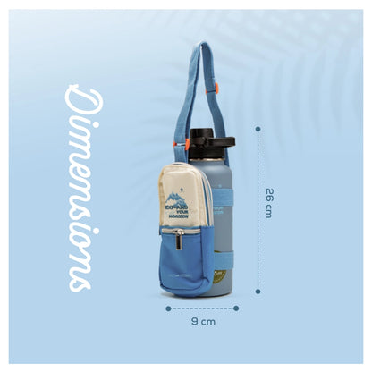 Eazy Kids Water Bottle Explorer w/Travel Sling Bag 950ml (Blue)