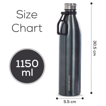 Eazy Kids Steel Water Bottle 1150ml (Black)