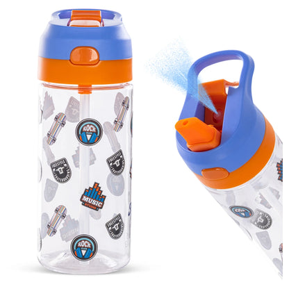 Eazy Kids Skater Tritan Water Bottle W/Spray 500ml (Blue)