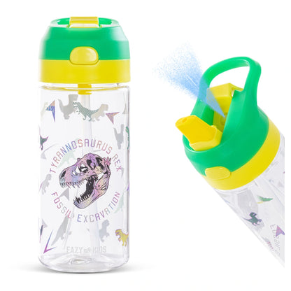 Eazy Kids Dinosaur Tritan Water Bottle W/Spray 500ml (Green)