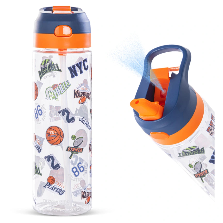 Eazy Kids Basket Ball Tritan Water Bottle W/Spray 750ml (Blue)