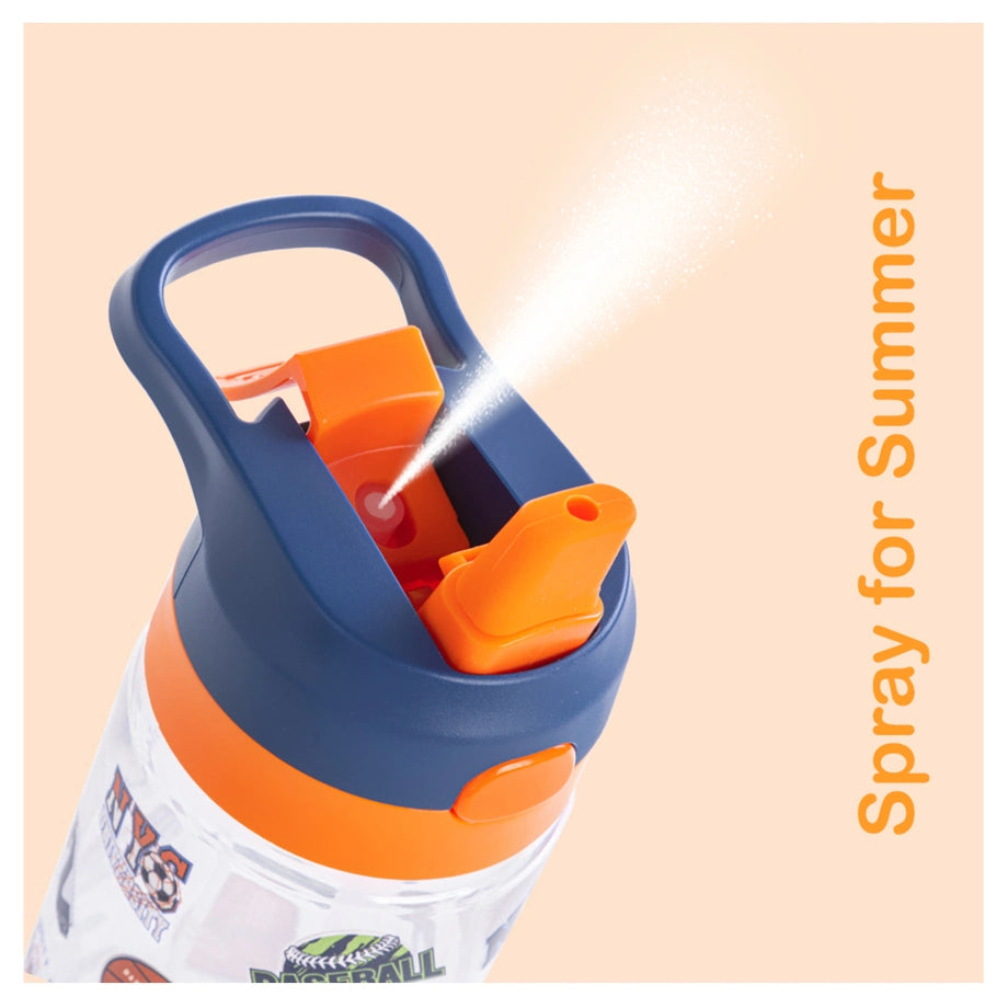 Eazy Kids Basket Ball Tritan Water Bottle W/Spray 750ml (Blue)