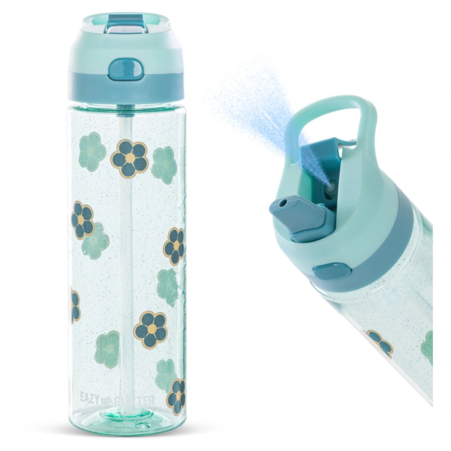 Eazy Kids Flora Tritan Water Bottle W/Spray 750ml (Gitter Green)