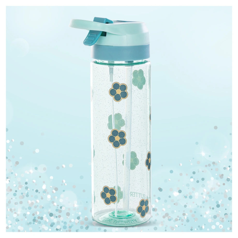 Eazy Kids Flora Tritan Water Bottle W/Spray 750ml (Gitter Green)