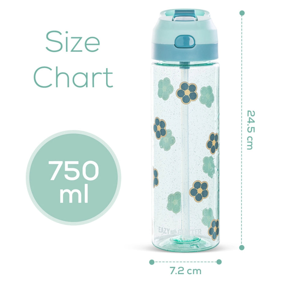 Eazy Kids Flora Tritan Water Bottle W/Spray 750ml (Gitter Green)