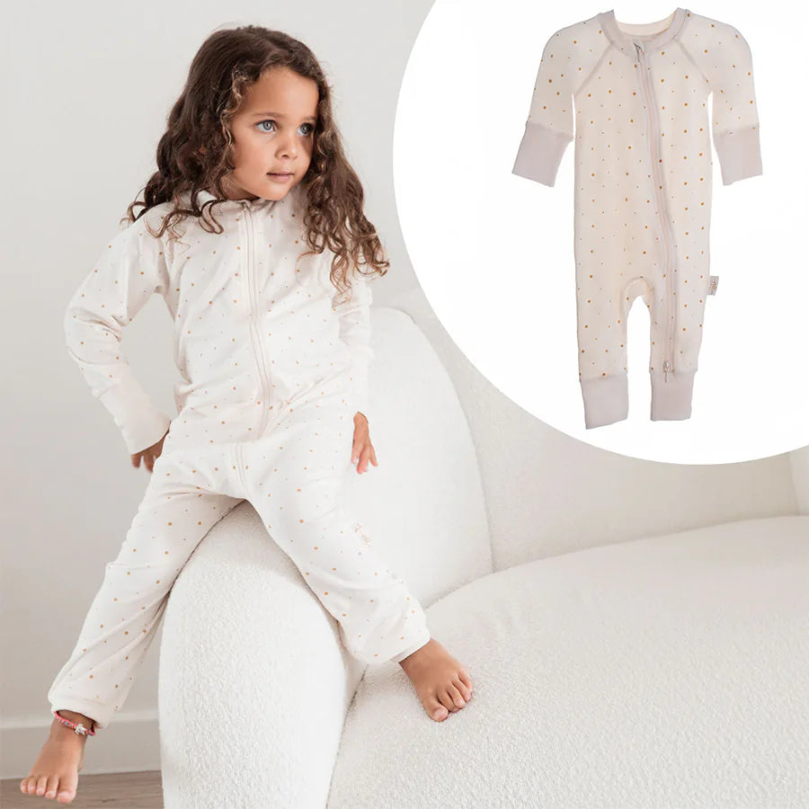 Elli Junior Bamboo Two Way Zip Pajamas Golden Dots