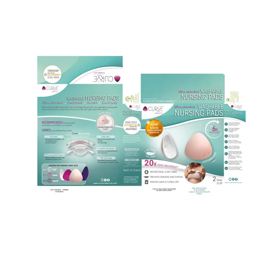 كيرف إيسنشيال 2 وسادات رضاعة قابلة للغسل رفيعة (أبيض) كيرف إيسنشيال 2 وسادات رضاعة قابلة للغسل رفيعة (أبيض)
