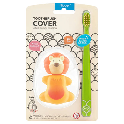 Flipper Fun Animal Hygienic Toothbrush Holder For Kids With Soft Bristle Toothbrush Lion
