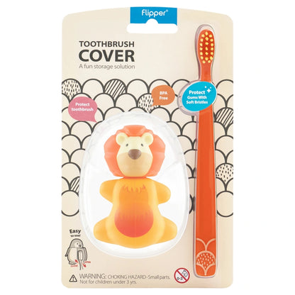 Flipper Fun Animal Hygienic Toothbrush Holder For Kids With Soft Bristle Toothbrush Lion