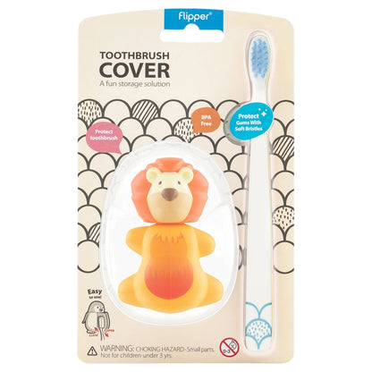 Flipper Fun Animal Hygienic Toothbrush Holder For Kids With Soft Bristle Toothbrush Lion