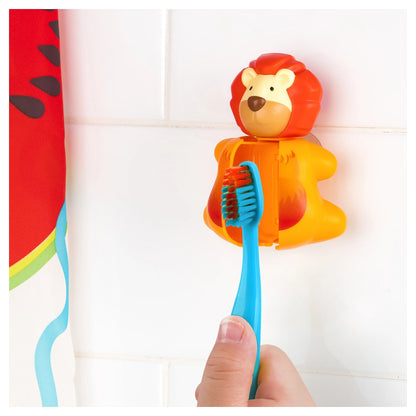 Flipper Fun Animal Hygienic Toothbrush Holder For Kids With Soft Bristle Toothbrush Lion