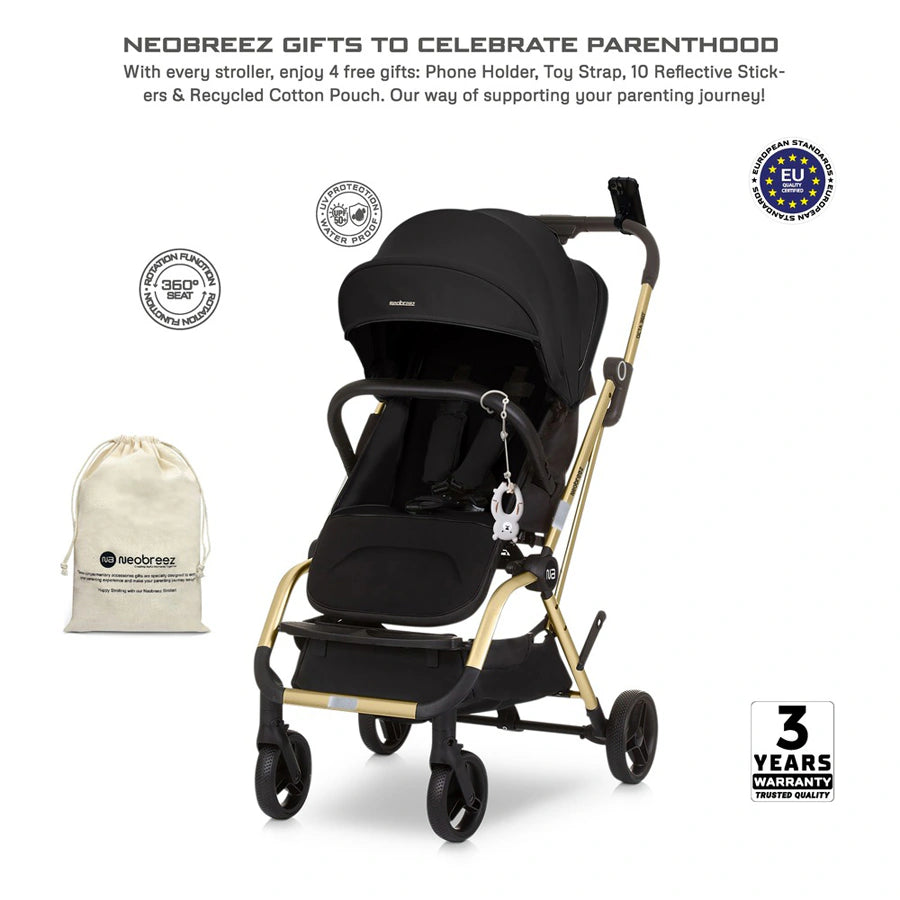 عربة أطفال Neobreez Octa 360° بمقعد دوار للأطفال الصغار (أسود) عربة أطفال Neobreez Octa 360° بمقعد دوار للأطفال الصغار (أسود)