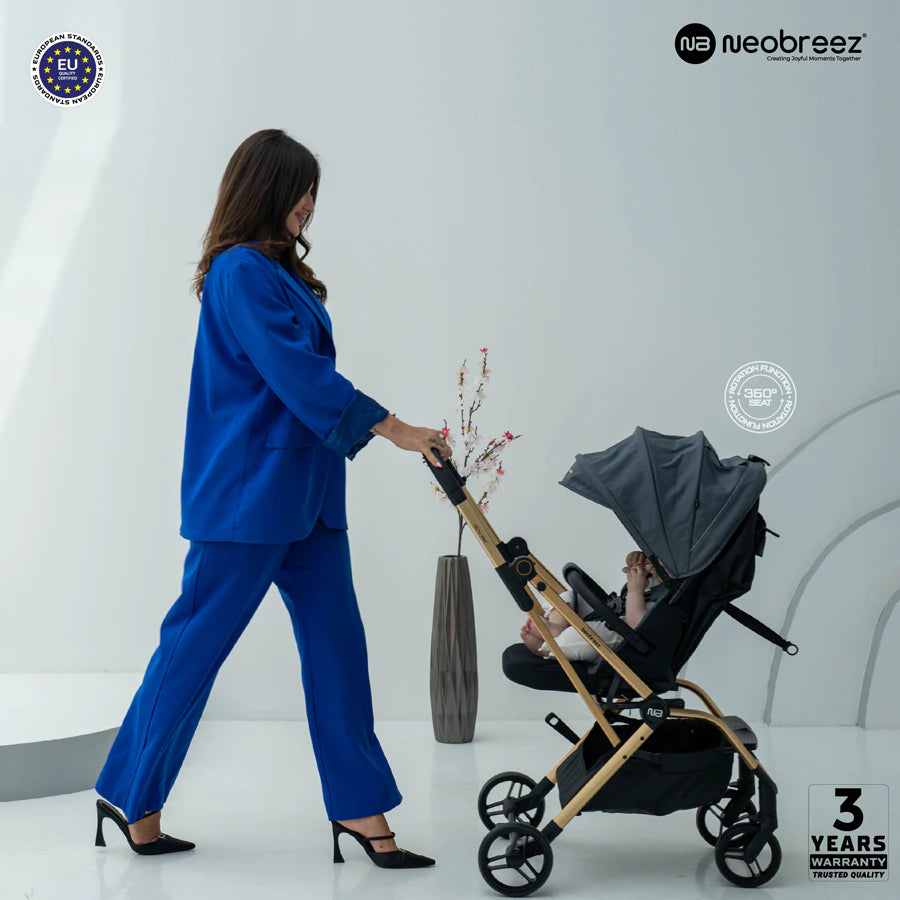 عربة أطفال Neobreez Octa 360° بمقعد دوار للأطفال الصغار (أسود) عربة أطفال Neobreez Octa 360° بمقعد دوار للأطفال الصغار (أسود)