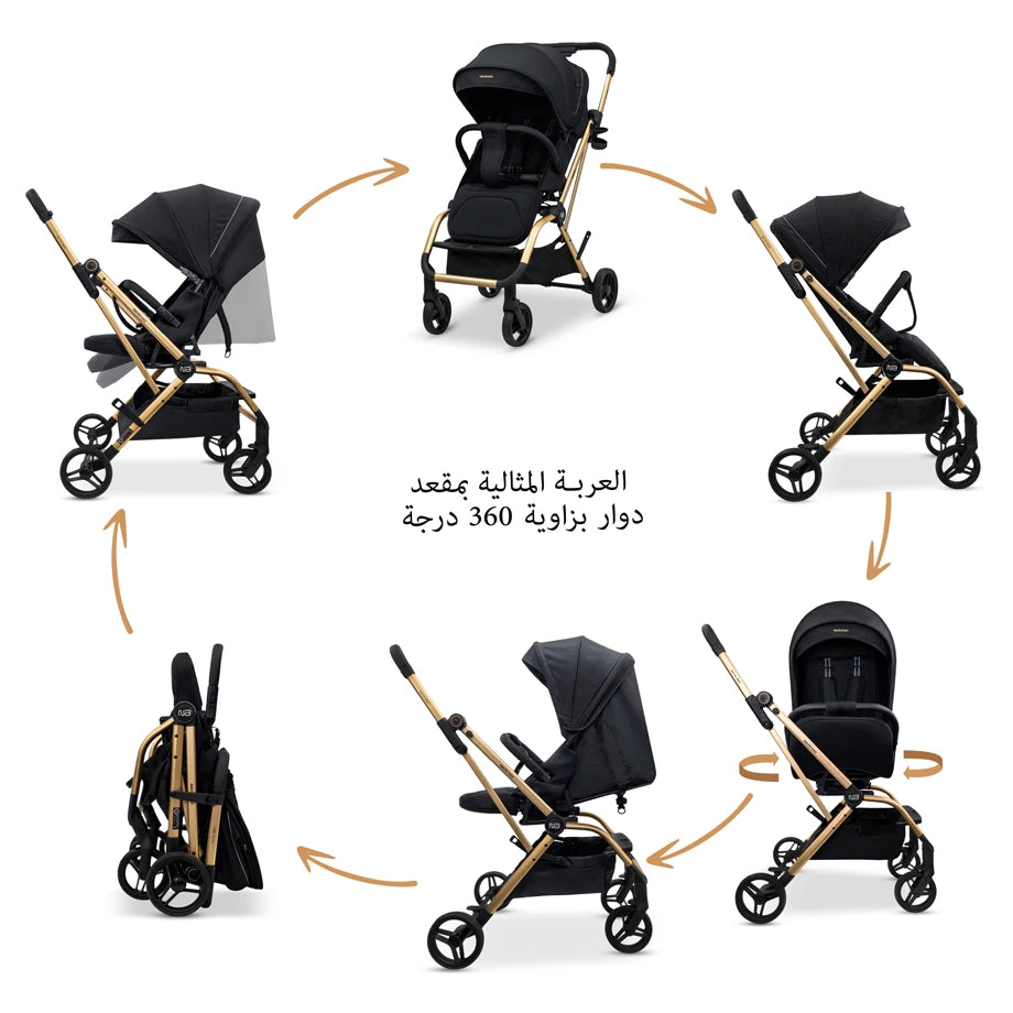 Neobreez Octa 360° Rotatable Seat Baby Toddler Stroller (Black)