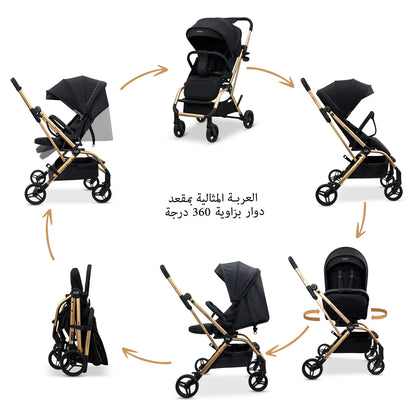 Neobreez Octa 360° Rotatable Seat Baby Toddler Stroller (Black)