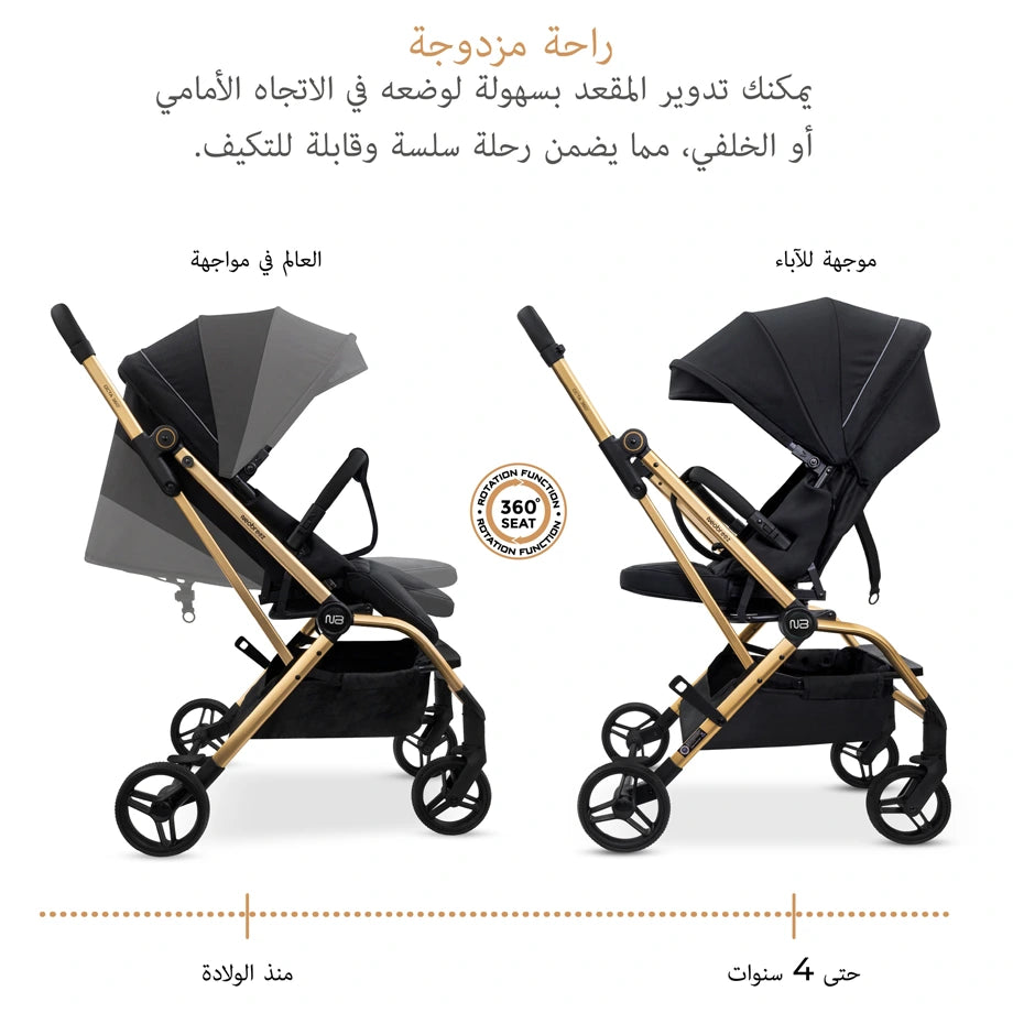 Neobreez Octa 360° Rotatable Seat Baby Toddler Stroller (Black)