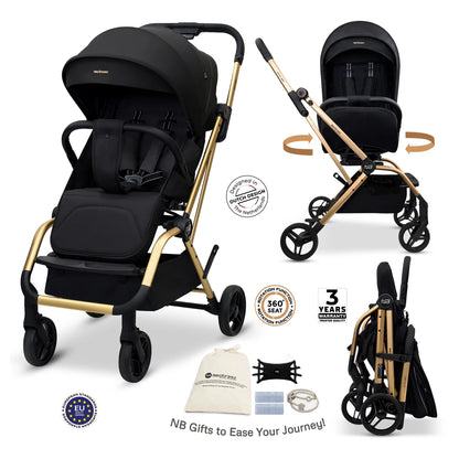Neobreez Octa 360° Rotatable Seat Baby Toddler Stroller (Black)