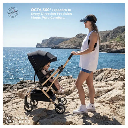 Neobreez Octa 360° Rotatable Seat Baby Toddler Stroller (Black)
