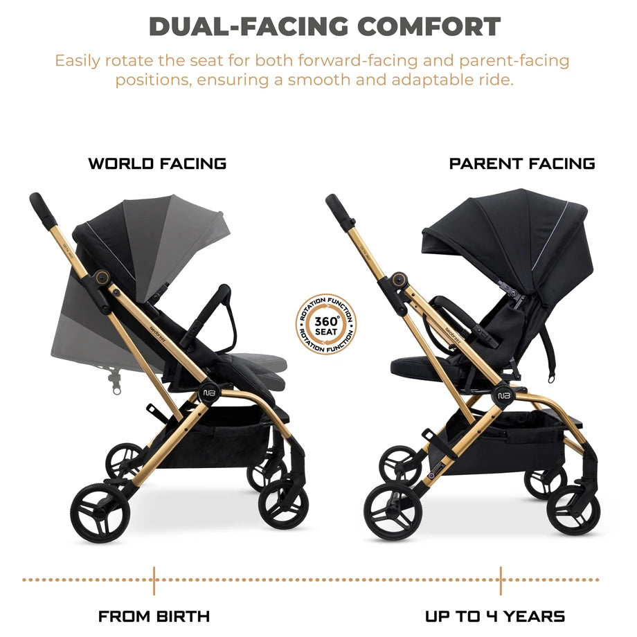 Neobreez Octa 360° Rotatable Seat Baby Toddler Stroller (Black)