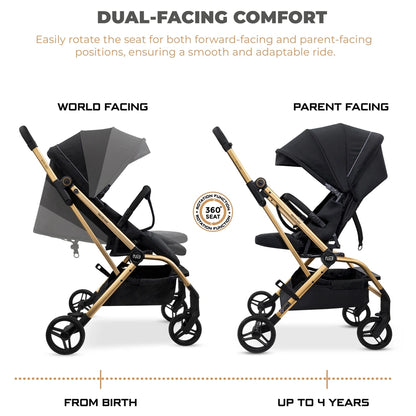Neobreez Octa 360° Rotatable Seat Baby Toddler Stroller (Black)
