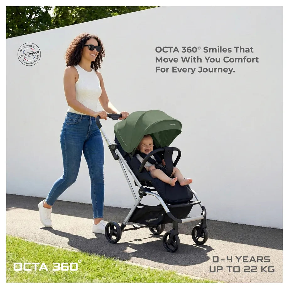Neobreez Octa 360 Degree Reversible Stroller Compact Travel Stroller (Green/Black)