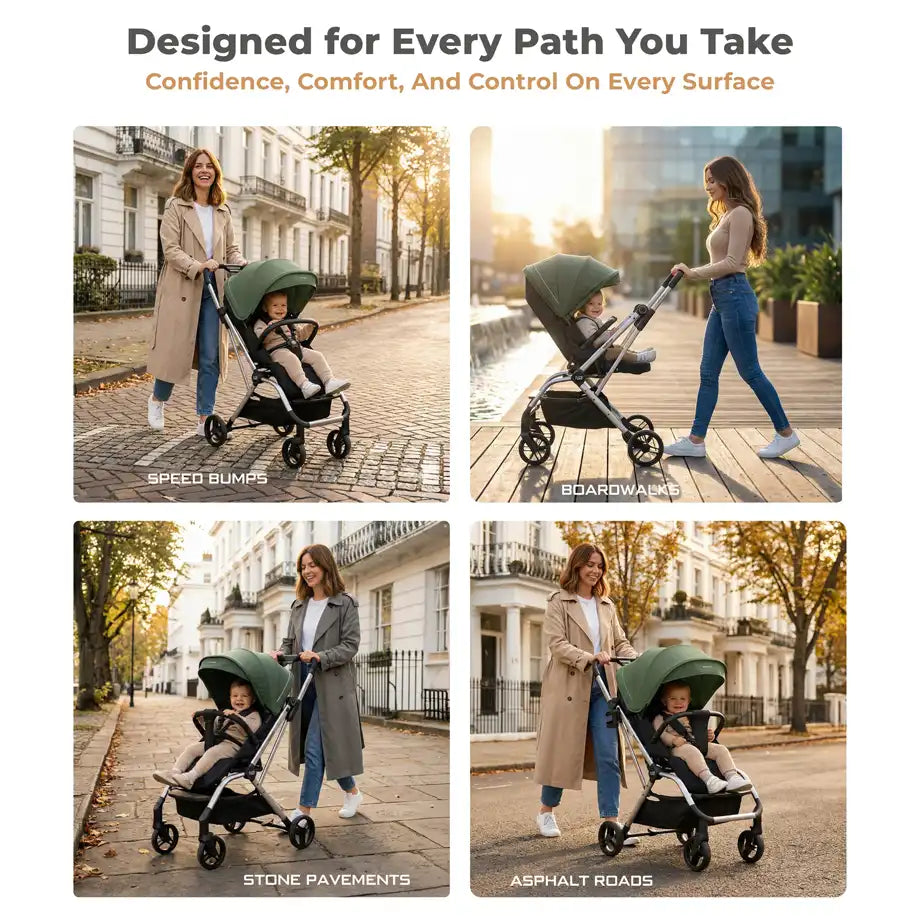 Neobreez Octa 360 Degree Reversible Stroller Compact Travel Stroller (Green/Black)